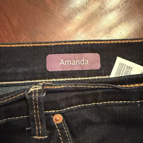 Gloria Vanderbilt Amanda Stretch Jeans Straight Leg High Rise Dark Wash Sz 18 - Picture 3 of 5